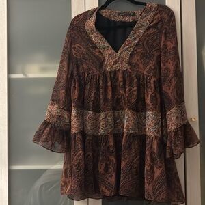 Zara burgundy embroidered dresss